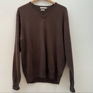 Peter Millar Merino Wool brown pullover V Neck sweater large